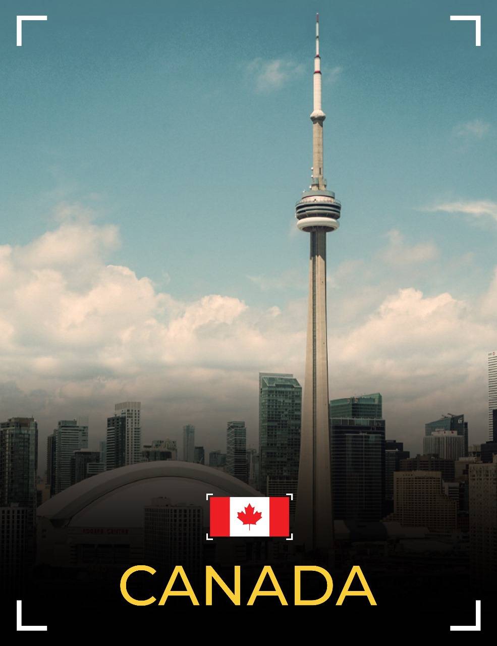 BG-CN Tower , Flag, and Text: Canada. Luminedge Bangladesh - Overseas Education consultants in Dhaka.