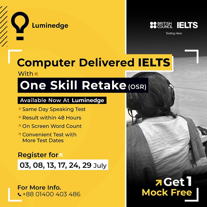 Computer Delivered IELTS. With One Skill Retake (OSR)
