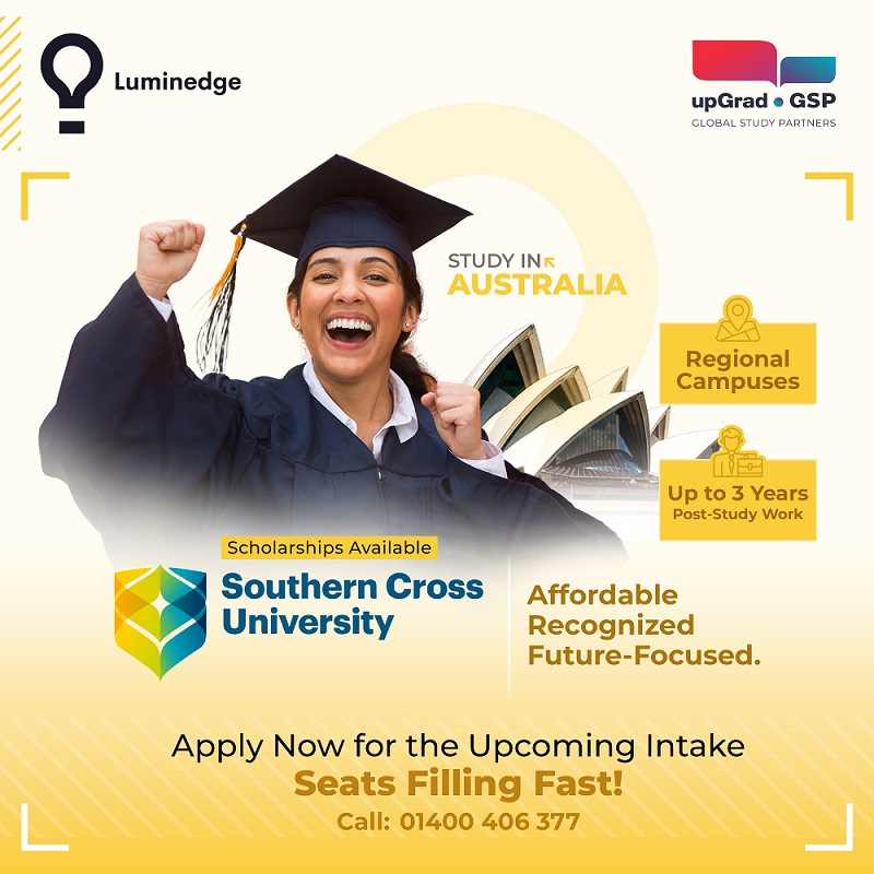 Southern Cross University scholarship banner for international students 2025 by Luminedge.